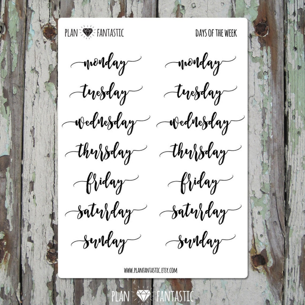 These Days of the Week Planner Stickers bullet journal stickers